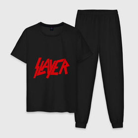 Мужская пижама хлопок с принтом Slayer , 100% хлопок | брюки и футболка прямого кроя, без карманов, на брюках мягкая резинка на поясе и по низу штанин
 | metall | rock | slayer | метал | металл | рок