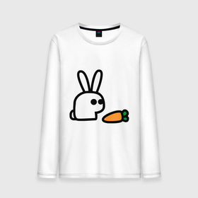 Мужской лонгслив хлопок с принтом Заяц и моркоФка , 100% хлопок |  | животные | зайка | зайчишка | зайчонок | заяц | кролик | морковка