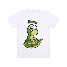 Детская футболка хлопок с принтом Змейка , 100% хлопок | круглый вырез горловины, полуприлегающий силуэт, длина до линии бедер | змейка | змея