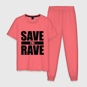 Мужская пижама хлопок с принтом save the rave , 100% хлопок | брюки и футболка прямого кроя, без карманов, на брюках мягкая резинка на поясе и по низу штанин
 | rave | save the rave | музыка | рейв | фестиваль | электронная музыка