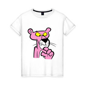 Женская футболка хлопок с принтом Розовая пантера (3) , 100% хлопок | прямой крой, круглый вырез горловины, длина до линии бедер, слегка спущенное плечо | Тематика изображения на принте: pink panther | розовая пантера