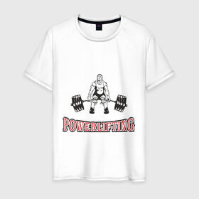 Мужская футболка хлопок с принтом powerlifting , 100% хлопок | прямой крой, круглый вырез горловины, длина до линии бедер, слегка спущенное плечо. | powerlifting