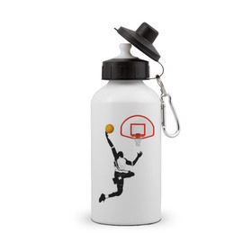 Бутылка спортивная с принтом Баскетбол , металл | емкость — 500 мл, в комплекте две пластиковые крышки и карабин для крепления | basket | basketball | баскетболист | баскетбольное кольцо | бросок