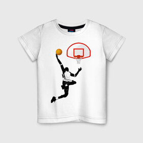 Детская футболка хлопок с принтом Баскетбол , 100% хлопок | круглый вырез горловины, полуприлегающий силуэт, длина до линии бедер | basket | basketball | баскетболист | баскетбольное кольцо | бросок