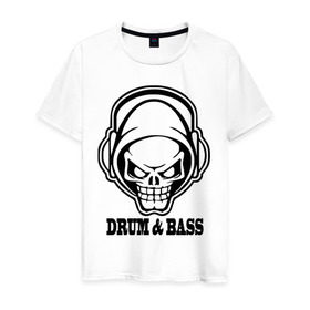 Мужская футболка хлопок с принтом drum and bass6 , 100% хлопок | прямой крой, круглый вырез горловины, длина до линии бедер, слегка спущенное плечо. | драм н басс | череп | электро | электронная музыка музыка