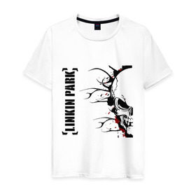Мужская футболка хлопок с принтом Linkin Park (5) , 100% хлопок | прямой крой, круглый вырез горловины, длина до линии бедер, слегка спущенное плечо. | скелет