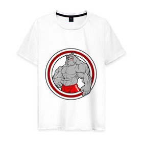 Мужская футболка хлопок с принтом bulldog , 100% хлопок | прямой крой, круглый вырез горловины, длина до линии бедер, слегка спущенное плечо. | powerlifting