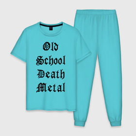 Мужская пижама хлопок с принтом Old school death metal , 100% хлопок | брюки и футболка прямого кроя, без карманов, на брюках мягкая резинка на поясе и по низу штанин
 | old school | металлика