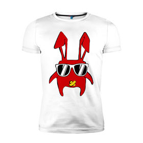 Мужская футболка премиум с принтом disco bunny , 92% хлопок, 8% лайкра | приталенный силуэт, круглый вырез ворота, длина до линии бедра, короткий рукав | Тематика изображения на принте: bunny | minimal | заяц | минимал | очки