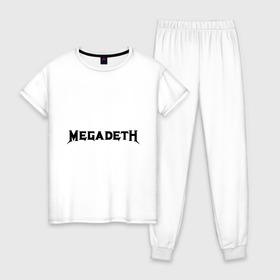 Женская пижама хлопок с принтом Megadeth , 100% хлопок | брюки и футболка прямого кроя, без карманов, на брюках мягкая резинка на поясе и по низу штанин | heavy metal | metal | rock | trash metal | альтернатива | квартет | лица | метал | рок | рок группа | рок группы | трэш метал | хеви метал