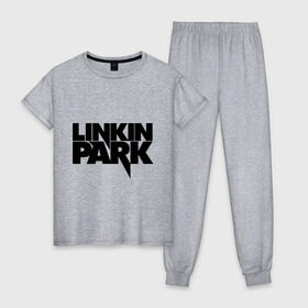 Женская пижама хлопок с принтом Linkin Park (3) , 100% хлопок | брюки и футболка прямого кроя, без карманов, на брюках мягкая резинка на поясе и по низу штанин | heavy metal | linkin | metal | park | rock | trash metal | квартет | линкин парк | метал | рок | рок группа | рок группы | трэш метал | хеви метал