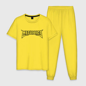 Мужская пижама хлопок с принтом Metallica (2) , 100% хлопок | брюки и футболка прямого кроя, без карманов, на брюках мягкая резинка на поясе и по низу штанин
 | металлика