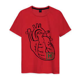 Мужская футболка хлопок с принтом Сердце Хауса (2) , 100% хлопок | прямой крой, круглый вырез горловины, длина до линии бедер, слегка спущенное плечо. | 