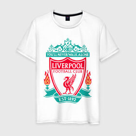 Мужская футболка хлопок с принтом Liverpool , 100% хлопок | прямой крой, круглый вырез горловины, длина до линии бедер, слегка спущенное плечо. | ливерпуль