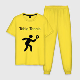 Мужская пижама хлопок с принтом Table Tennis , 100% хлопок | брюки и футболка прямого кроя, без карманов, на брюках мягкая резинка на поясе и по низу штанин
 | tennis