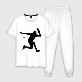 Мужская пижама хлопок с принтом Table tennis training , 100% хлопок | брюки и футболка прямого кроя, без карманов, на брюках мягкая резинка на поясе и по низу штанин
 | tennis