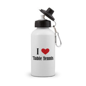 Бутылка спортивная с принтом Я люблю настольный теннис , металл | емкость — 500 мл, в комплекте две пластиковые крышки и карабин для крепления | Тематика изображения на принте: tennis