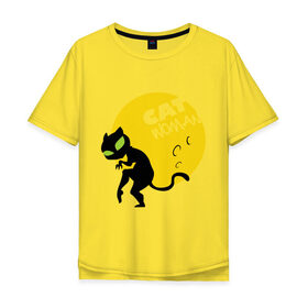 Мужская футболка хлопок Oversize с принтом Женщина кошка , 100% хлопок | свободный крой, круглый ворот, “спинка” длиннее передней части | 