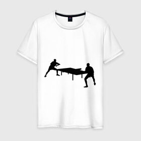 Мужская футболка хлопок с принтом Теннисисты , 100% хлопок | прямой крой, круглый вырез горловины, длина до линии бедер, слегка спущенное плечо. | tennis