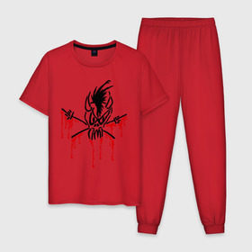 Мужская пижама хлопок с принтом Metallica (6) , 100% хлопок | брюки и футболка прямого кроя, без карманов, на брюках мягкая резинка на поясе и по низу штанин
 | металлика