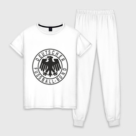 Женская пижама хлопок с принтом Германия , 100% хлопок | брюки и футболка прямого кроя, без карманов, на брюках мягкая резинка на поясе и по низу штанин | германский футбольный клуб | дойч футбол | фк