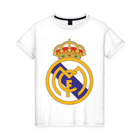 Женская футболка хлопок с принтом real_madrid , 100% хлопок | прямой крой, круглый вырез горловины, длина до линии бедер, слегка спущенное плечо | евро 2012