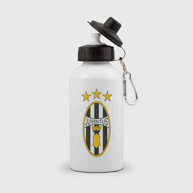 Бутылка спортивная с принтом Juventus , металл | емкость — 500 мл, в комплекте две пластиковые крышки и карабин для крепления | 