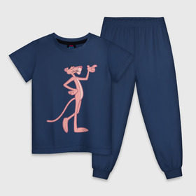 Детская пижама хлопок с принтом PinkPanther , 100% хлопок |  брюки и футболка прямого кроя, без карманов, на брюках мягкая резинка на поясе и по низу штанин
 | pink panther | розовая пантера