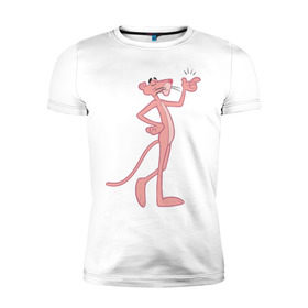 Мужская футболка премиум с принтом PinkPanther , 92% хлопок, 8% лайкра | приталенный силуэт, круглый вырез ворота, длина до линии бедра, короткий рукав | Тематика изображения на принте: pink panther | розовая пантера