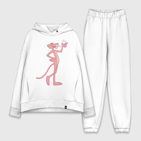 Женский костюм хлопок Oversize с принтом PinkPanther ,  |  | Тематика изображения на принте: pink panther | розовая пантера
