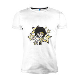 Мужская футболка премиум с принтом Disco Star , 92% хлопок, 8% лайкра | приталенный силуэт, круглый вырез ворота, длина до линии бедра, короткий рукав | disco | star | диско | дискотека 80 хстар | музыка