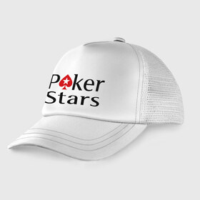 Детская кепка тракер с принтом Poker Stars , Козырек - 100% хлопок. Кепка - 100% полиэстер, Задняя часть - сетка | универсальный размер, пластиковая застёжка | pokerstars