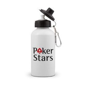 Бутылка спортивная с принтом Poker Stars , металл | емкость — 500 мл, в комплекте две пластиковые крышки и карабин для крепления | pokerstars