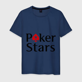 Мужская футболка хлопок с принтом Poker Stars , 100% хлопок | прямой крой, круглый вырез горловины, длина до линии бедер, слегка спущенное плечо. | Тематика изображения на принте: pokerstars