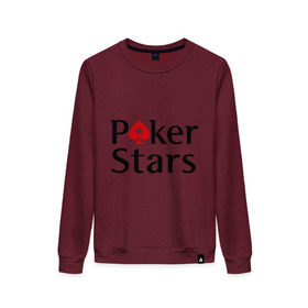 Женский свитшот хлопок с принтом Poker Stars , 100% хлопок | прямой крой, круглый вырез, на манжетах и по низу широкая трикотажная резинка  | pokerstars