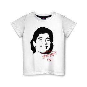 Детская футболка хлопок с принтом Diego Maradona , 100% хлопок | круглый вырез горловины, полуприлегающий силуэт, длина до линии бедер | diego maradona | footballplayer | аргентина | диего марадона | сборная аргентины
