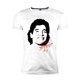 Мужская футболка премиум с принтом Diego Maradona , 92% хлопок, 8% лайкра | приталенный силуэт, круглый вырез ворота, длина до линии бедра, короткий рукав | Тематика изображения на принте: diego maradona | footballplayer | аргентина | диего марадона | сборная аргентины