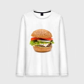 Мужской лонгслив хлопок с принтом Гамбургер , 100% хлопок |  | Тематика изображения на принте: burger | fastfood | gamburger | бургер | гамбургер | еда | пища | фаст фуд | фастфуд