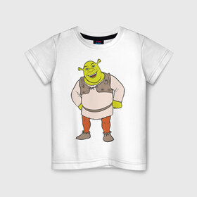 Детская футболка хлопок с принтом Shrek (2) , 100% хлопок | круглый вырез горловины, полуприлегающий силуэт, длина до линии бедер | shrek | шрек