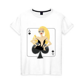 Женская футболка хлопок с принтом Пики , 100% хлопок | прямой крой, круглый вырез горловины, длина до линии бедер, слегка спущенное плечо | poker | азартные игры | карты | колода | масть | пика | пики | пиковый туз | покер | туз