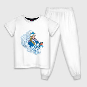 Детская пижама хлопок с принтом Снегурочка и метель , 100% хлопок |  брюки и футболка прямого кроя, без карманов, на брюках мягкая резинка на поясе и по низу штанин
 | метель | нг | новый год | снегурка | снегурочка | снегурочка и метель
