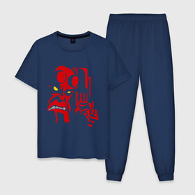 Мужская пижама хлопок с принтом Хеллбой (2) , 100% хлопок | брюки и футболка прямого кроя, без карманов, на брюках мягкая резинка на поясе и по низу штанин
 | hellboy | хелбой | хеллбой