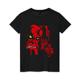 Женская футболка хлопок с принтом Хеллбой (2) , 100% хлопок | прямой крой, круглый вырез горловины, длина до линии бедер, слегка спущенное плечо | hellboy | хелбой | хеллбой