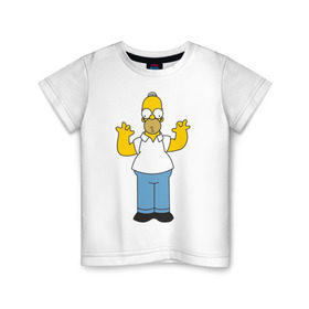 Детская футболка хлопок с принтом Homer Simpson , 100% хлопок | круглый вырез горловины, полуприлегающий силуэт, длина до линии бедер | 