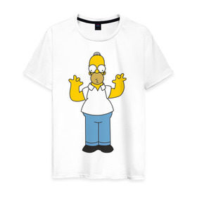 Мужская футболка хлопок с принтом Homer Simpson , 100% хлопок | прямой крой, круглый вырез горловины, длина до линии бедер, слегка спущенное плечо. | 