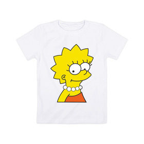 Детская футболка хлопок с принтом Lisa Simpson , 100% хлопок | круглый вырез горловины, полуприлегающий силуэт, длина до линии бедер | Тематика изображения на принте: simpsons | лиза симпсон | симпсоны | симсоны