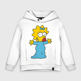 Детское худи Oversize хлопок с принтом Maggie Simpson , френч-терри — 70% хлопок, 30% полиэстер. Мягкий теплый начес внутри —100% хлопок | боковые карманы, эластичные манжеты и нижняя кромка, капюшон на магнитной кнопке | гомер