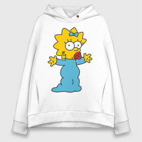 Женское худи Oversize хлопок с принтом Maggie Simpson , френч-терри — 70% хлопок, 30% полиэстер. Мягкий теплый начес внутри —100% хлопок | боковые карманы, эластичные манжеты и нижняя кромка, капюшон на магнитной кнопке | гомер