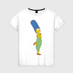 Женская футболка хлопок с принтом Marge Simpson , 100% хлопок | прямой крой, круглый вырез горловины, длина до линии бедер, слегка спущенное плечо | simpsons | симпсоны | симсоны