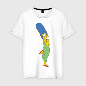 Мужская футболка хлопок с принтом Marge Simpson , 100% хлопок | прямой крой, круглый вырез горловины, длина до линии бедер, слегка спущенное плечо. | simpsons | симпсоны | симсоны